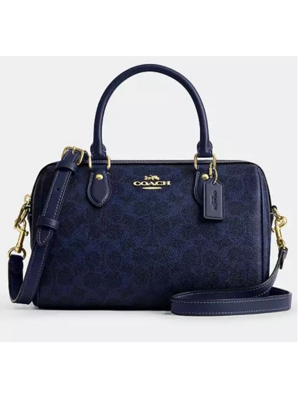 Coach Signature Satchel Bag in Navy Blue